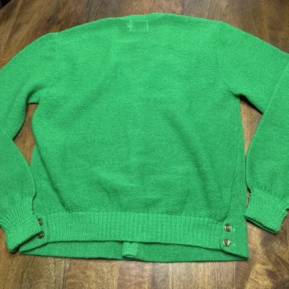Vintage 70s Mohair Cardigan Sweater Green Medium